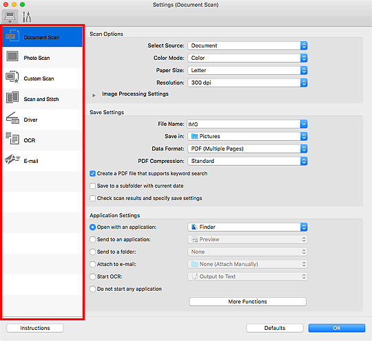 figure: Settings dialog