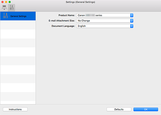 figure: Settings dialog