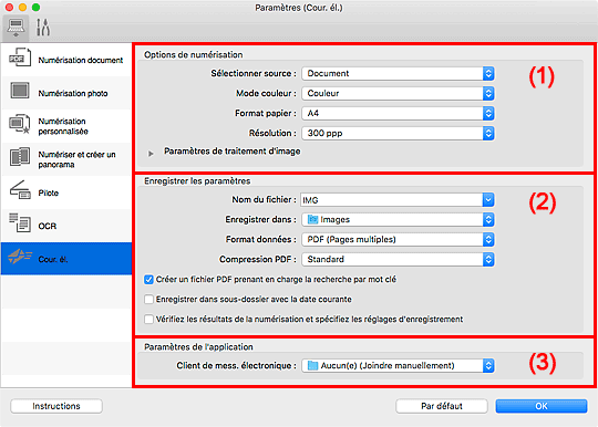 figure : boîte de dialogue Paramètres