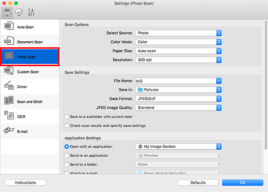 figure: Settings dialog