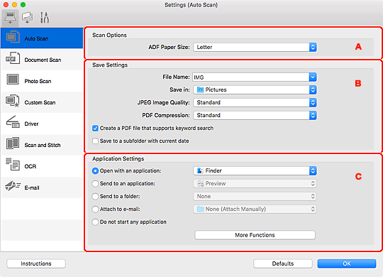 figure: Settings dialog