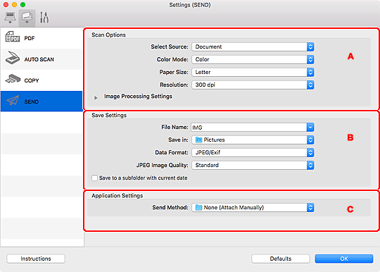 figure: Settings dialog