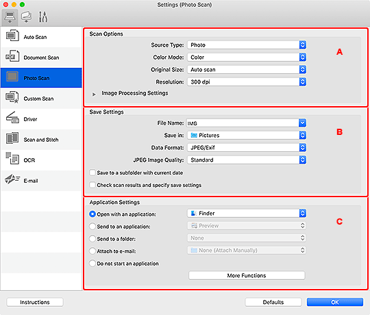 figure: Settings dialog