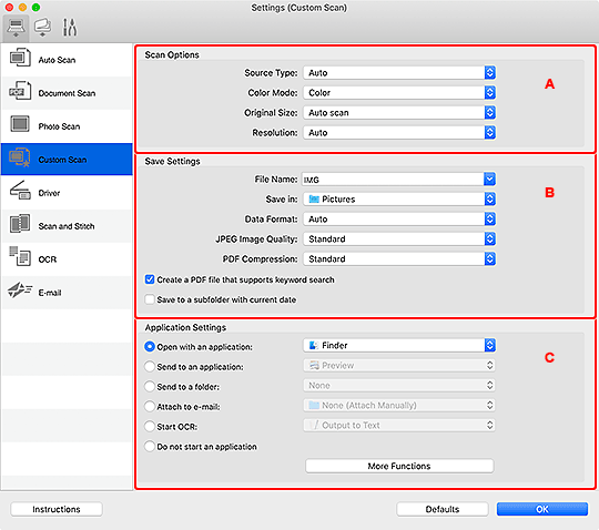 figure: Settings dialog