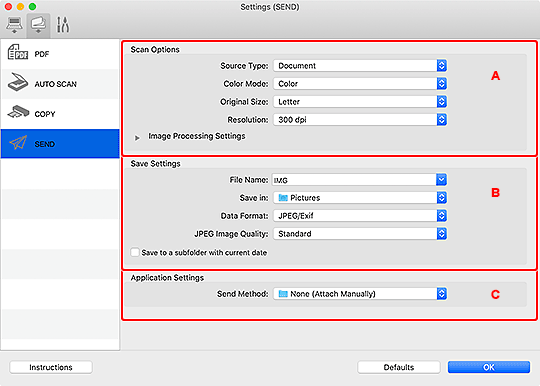 figure: Settings dialog