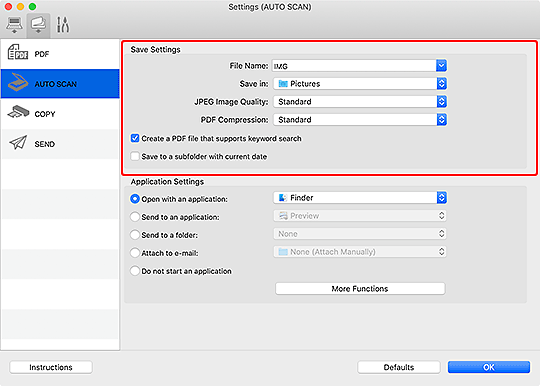 figure: Settings dialog