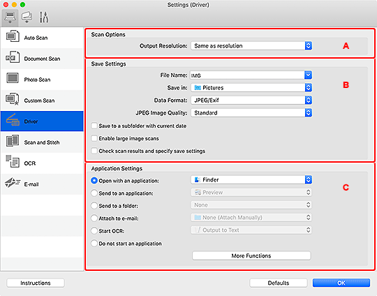 figure: Settings dialog