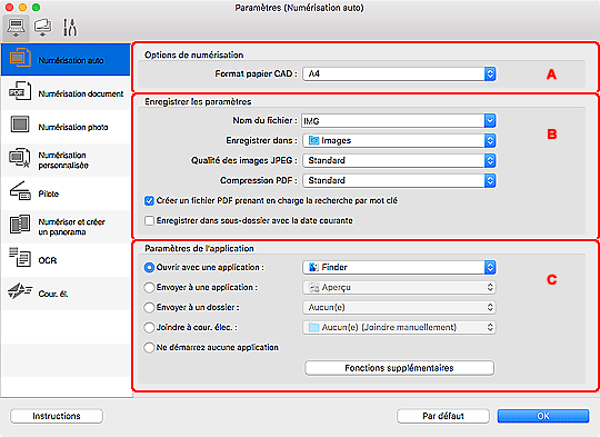 figure : boîte de dialogue Paramètres