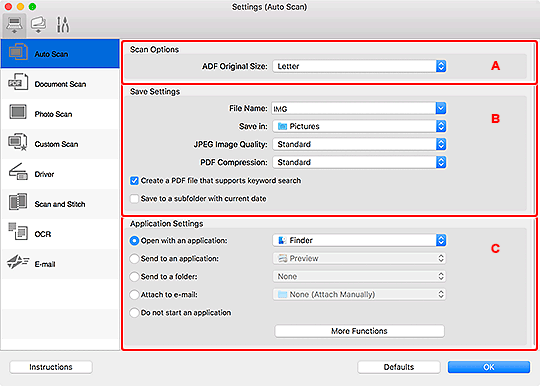 figure: Settings dialog