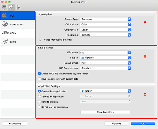 figure: Settings dialog