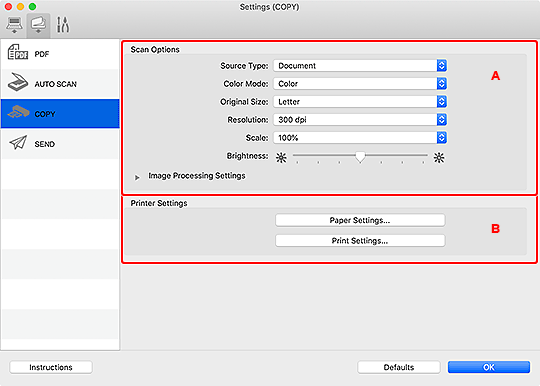 figure: Settings dialog