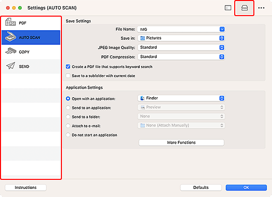 figure: Settings dialog