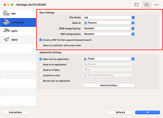 figure: Settings dialog