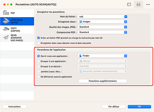 figure : boîte de dialogue Paramètres