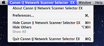 rysunek: Menu programu IJ Network Scanner Selector EX