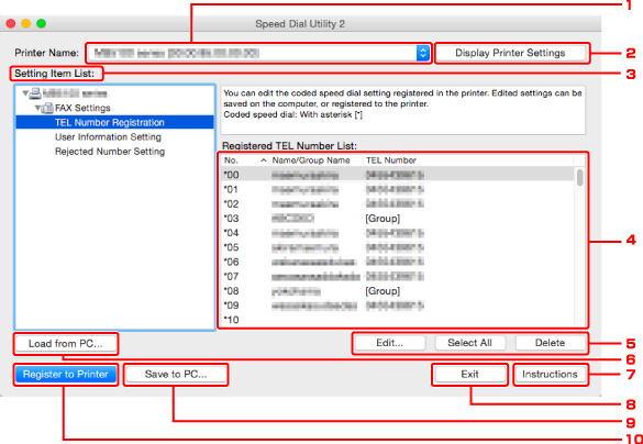 figure: Speed Dial Utility2 screen