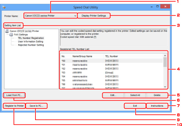 figura: Ecranul Speed Dial Utility