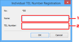 pav.: vieno TEL numerio registravimo ekranas