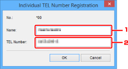 pav.: vieno TEL numerio registravimo ekranas