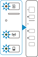 figure: The Network lamp and the Direct lamp light up