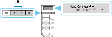 Écran Menu Configuration : sélectionnez Configuration Wi-Fi