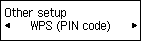 Pantalla Otra configuración: Seleccionar WPS (código PIN)