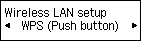 Wireless LAN setup screen: Select WPS (Push button)