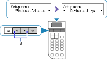 หน้าจอ Setup menu: เลือก Device settings