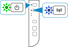 figure: The Wi-Fi lamp and the ON lamp are lit