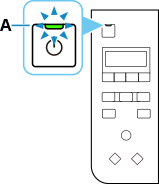 الشكل: المصباح "تشغيل" يضيء أو يومض