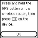 WPS (Push button method) screen: Select OK