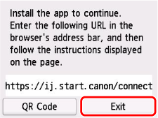 URL-Bildschirm zum Herunterladen der App: Möchten Sie jetzt einen Computer oder ein Smartphone mit dem Drucker verbinden?