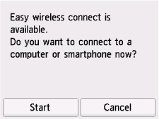 Easy wireless connect screen: Follow the instructions on your computer or smartphone.