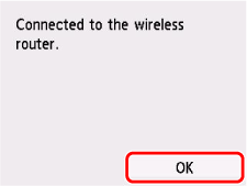 Pantalla de finalización (Conectado al router inalámbrico.)