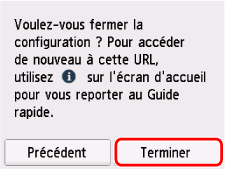 Fin de configuration