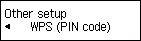 Layar Pengesetan lainnya: Pilih WPS (Kode PIN)
