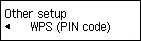 Tela Outra configuração: Selecionar WPS (Código PIN)