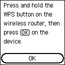 WPS-skærmbilledet (trykknapmetode): Vælg OK