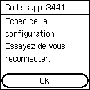 Écran d'erreur&nbsp;: Erreur de configuration