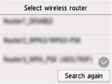 Select wireless router screen