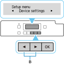 Menü einrichten-Bildschirm: Geräteeinstellungen auswählen