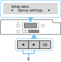Setup menu screen: Select Device settings