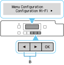 Écran Menu Configuration : sélectionnez Configuration Wi-Fi