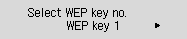 Obrazovka Vyberte č. klíče WEP