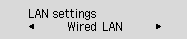 LAN settings screen: Select Wired LAN