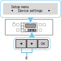 Setup menu screen: Select Device settings