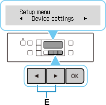 Setup menu screen: Select Device settings