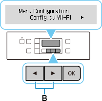 Écran Menu Configuration&nbsp;: sélectionnez Configuration Wi-Fi