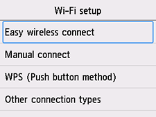Schermata dell'impostazione Wi-Fi: Toccare Connessione w.less facile