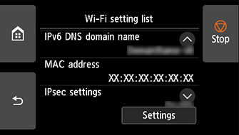 Wi-Fi setting list screen